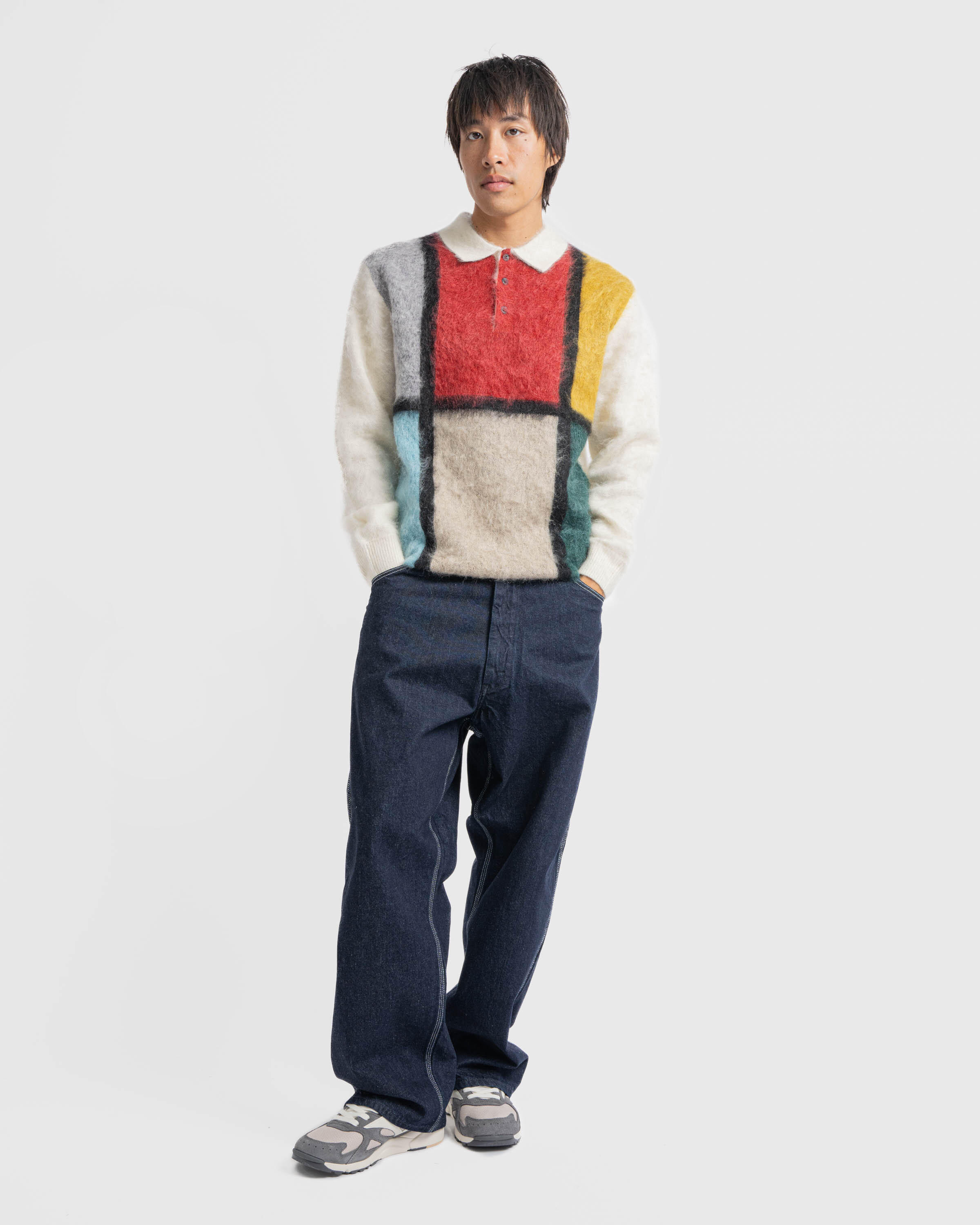 Beams+ Knit Polo Shaggy Collar Line | 3812-0031-048-01